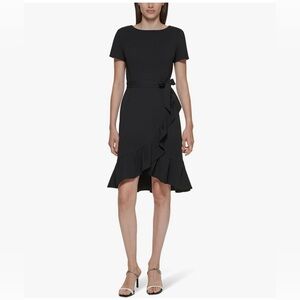Calvin Klein Women's Short Sleeve Ruffle Skirt Dress